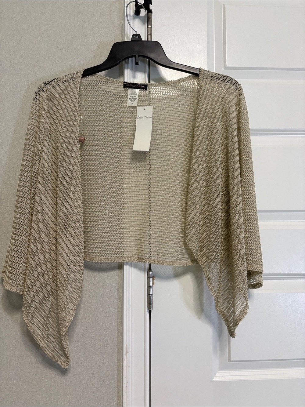 Nine West Open-Front Knit Shrug in Beige